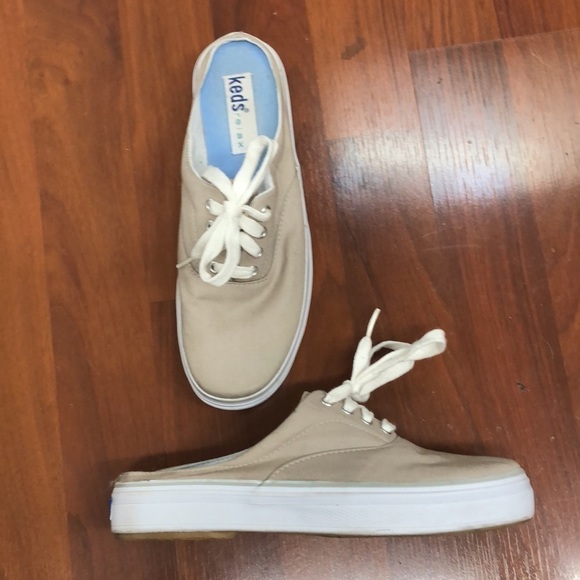 Keds Canvas Slip On Mule Skimmer Sneakers Size 5.5 Beige White - Picture 8 of 10